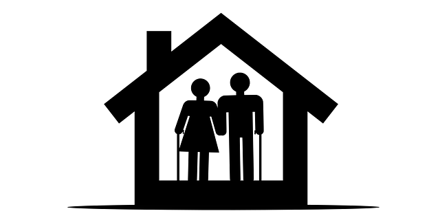 Illustration of two seniors in a house